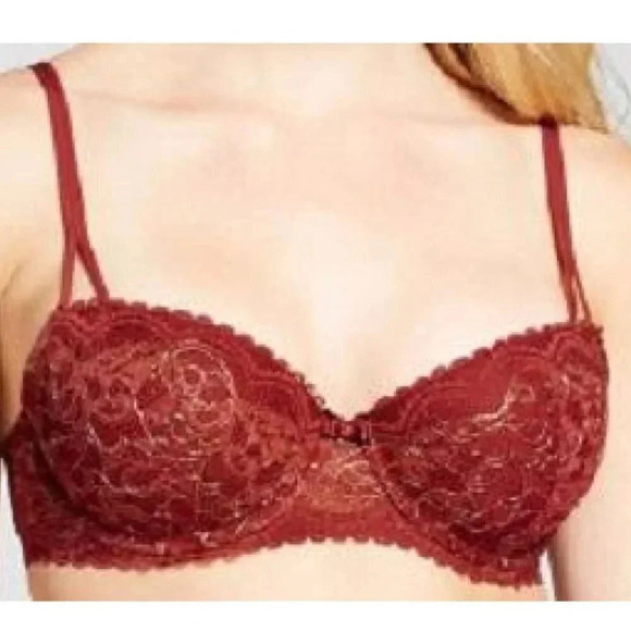 34B Gilligan & O'Malley Padded Push-Up Balconette Underwire Bra Salsa NWT New - Picture 4 of 5